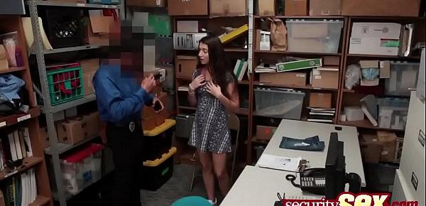 Brunette teen schoolgirl is spreading her gentle pussy to a police officer
